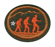 Aufnäher mit Evolutionsmuster, handgestickt, für Outdoorausrüstung und Uniformen, detailreiche Stickerei, robuste Qualität, Symbol für Entwicklung und Fortschritt.