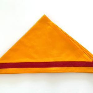 Helle gelbe Warnwestecken mit rotem Reflexstreifen, für Sicherheits- und Warnzwecke im Lager oder bei Einsätzen.