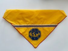 Zentrallager Bandi mit globalem Logo, gelb, für Lagerverwaltung, Logistik und Organisation.