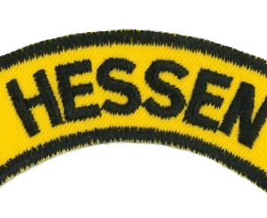 HESSEN Aufnäher, Badge für Kleidung, Stoffapplikation mit Stickerei, dekoratives Textilaccessoire, Erinnerung an Hessen Bundesland, Modeaccessoire, regionales Logo, handgefertigte Stickerei, hochwertiges Textildesign, Promoter-Produkt.