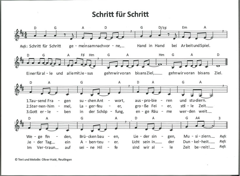 Lied Schritt für Schritt