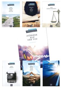 Buchcover im Zentrallager, Immanuel Verlag, verschiedener Titel mit Fokus auf spirituelle und philosophische Themen.