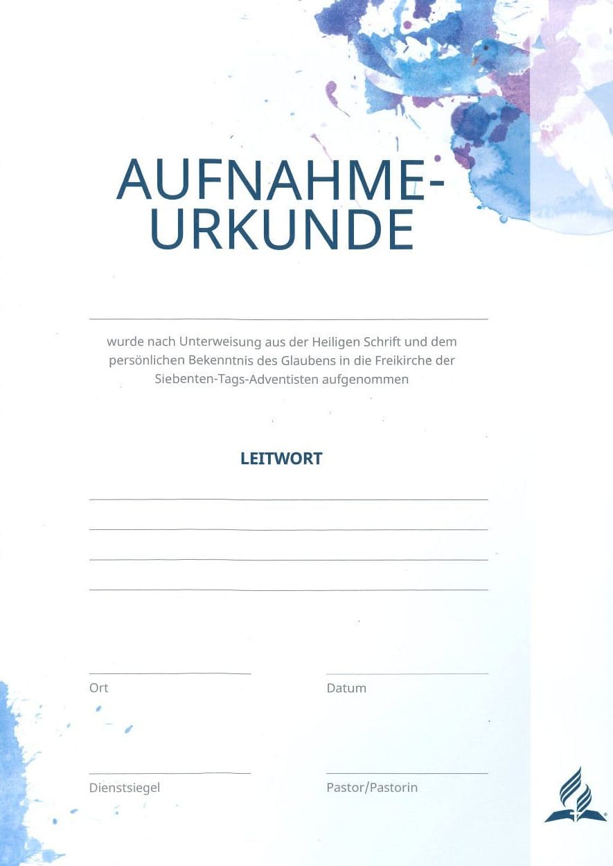 Aufnahmeurkunde - Taube