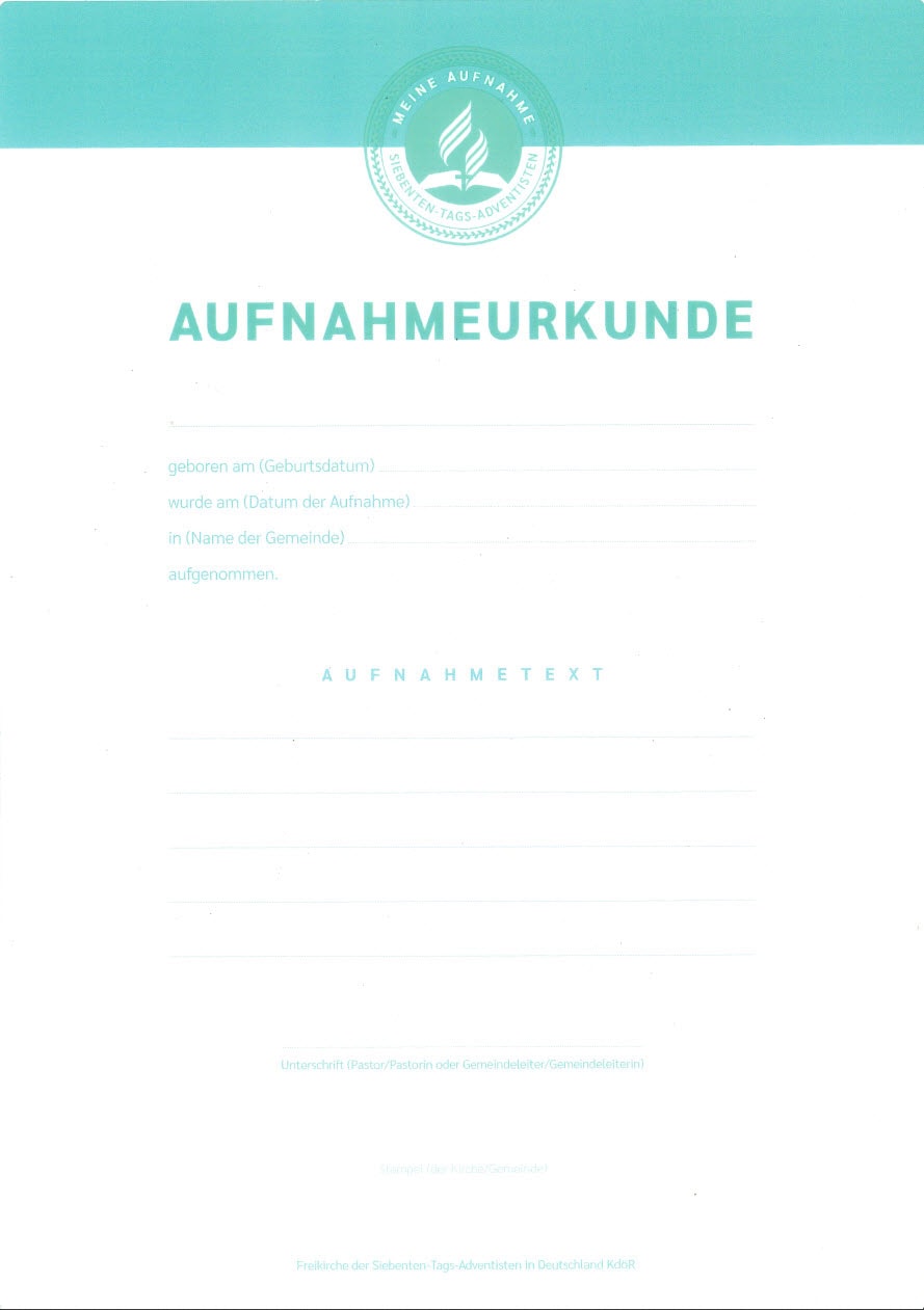 Aufnahmeurkunde - Wasser