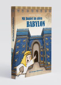 Kinderbuch mit Daniel im alten Babylon, von Katrin Grieco und Evi Gasser, voll colorierte Illustration, Geschichte über das antike Babylon und eine spannende Escape-Abenteuer-Geschichte, für Kinder geeignet.