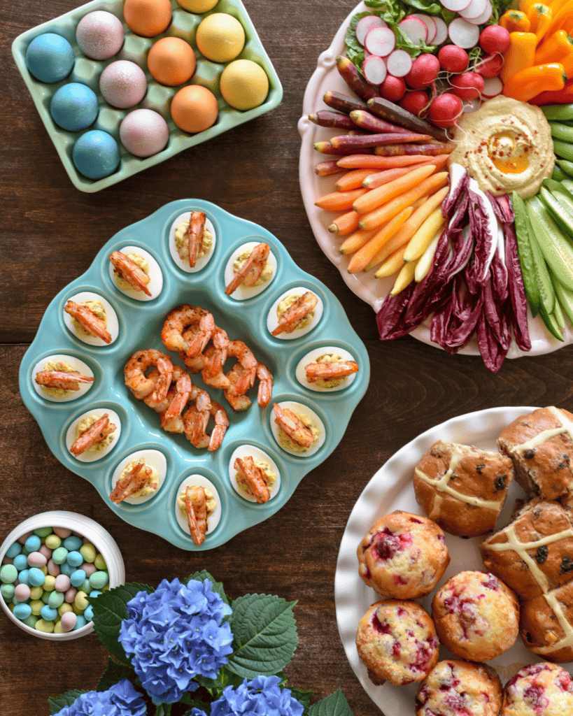 A colourful spread of fun Easter appetizers.