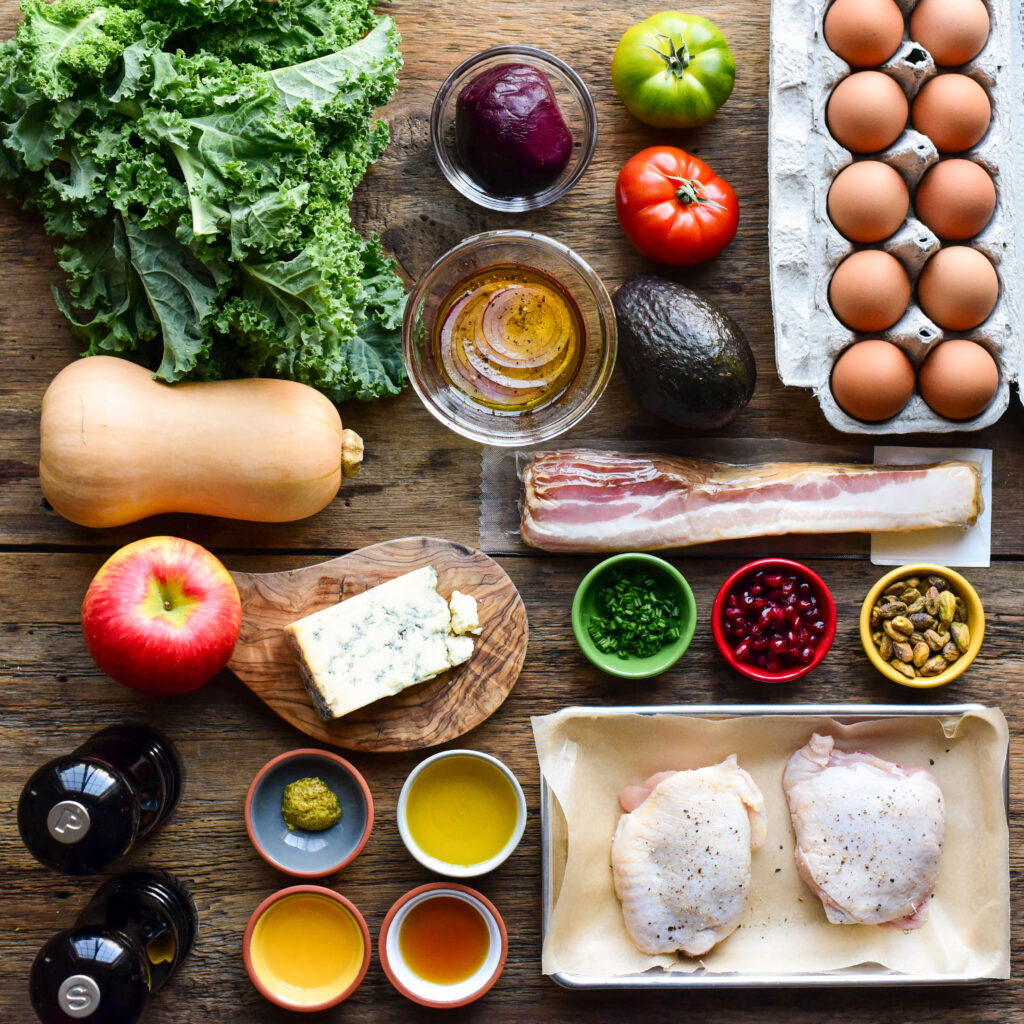 The ingredients for a winter cobb salad.