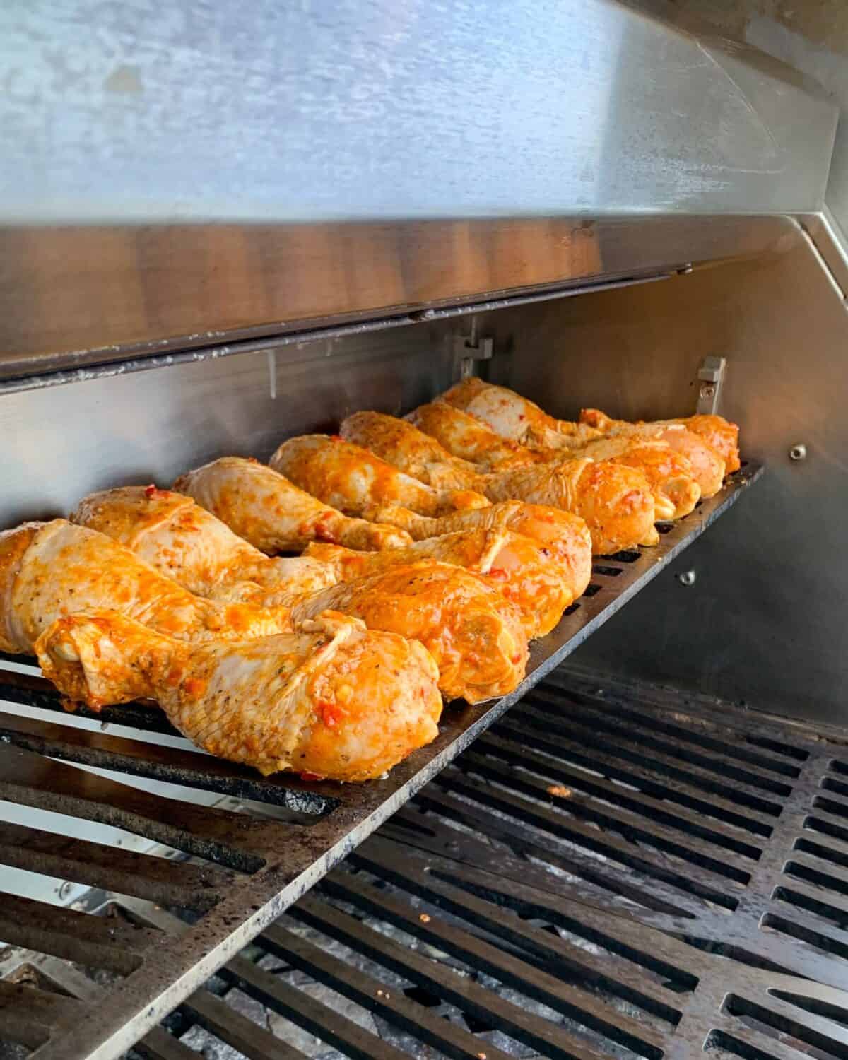 How to grill drumsticks on the top rack of the grill.