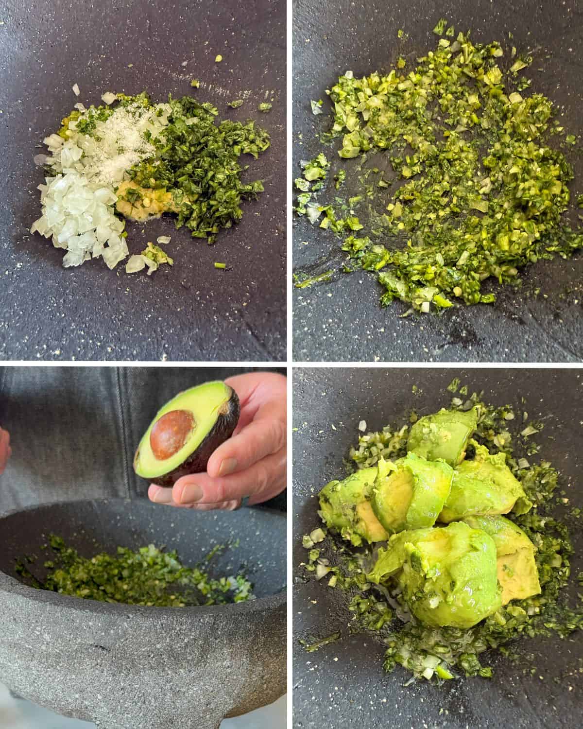 Mix the spicy guacamole ingredients.