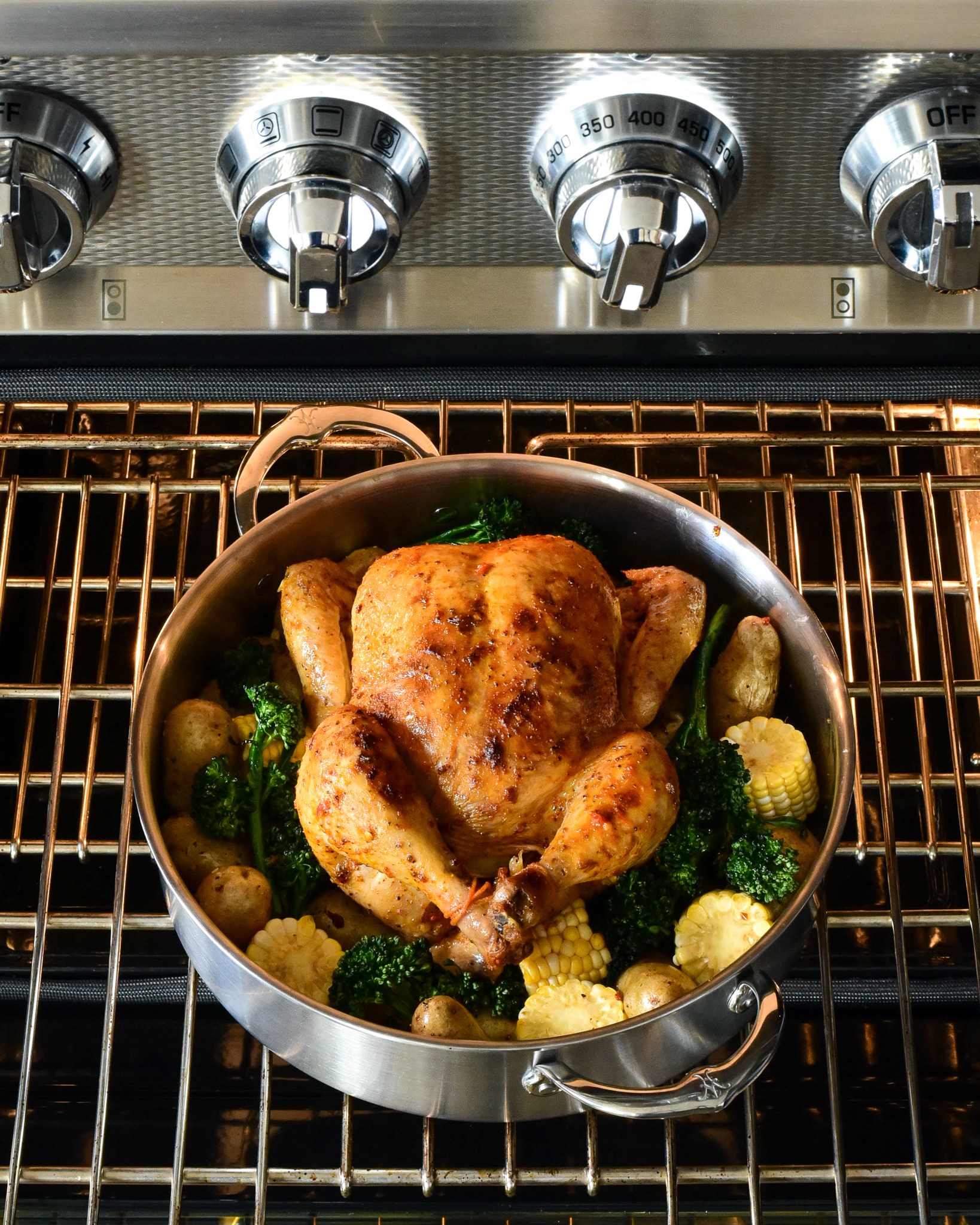Peruvian Roasted Chicken in the oven.