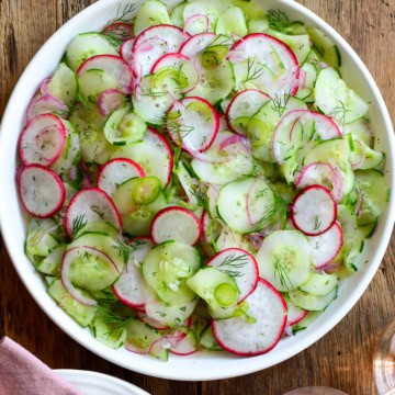 Cucumber and Radish Salad with Red Wine Vinaigrette.