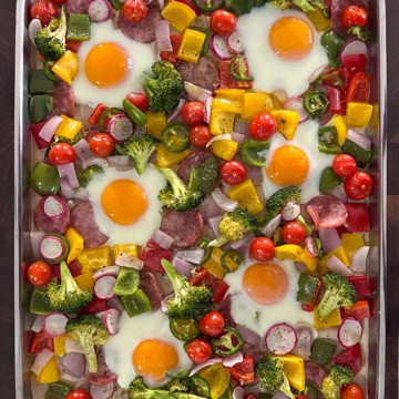 Kielbasa and Eggs Sheet Pan Meal