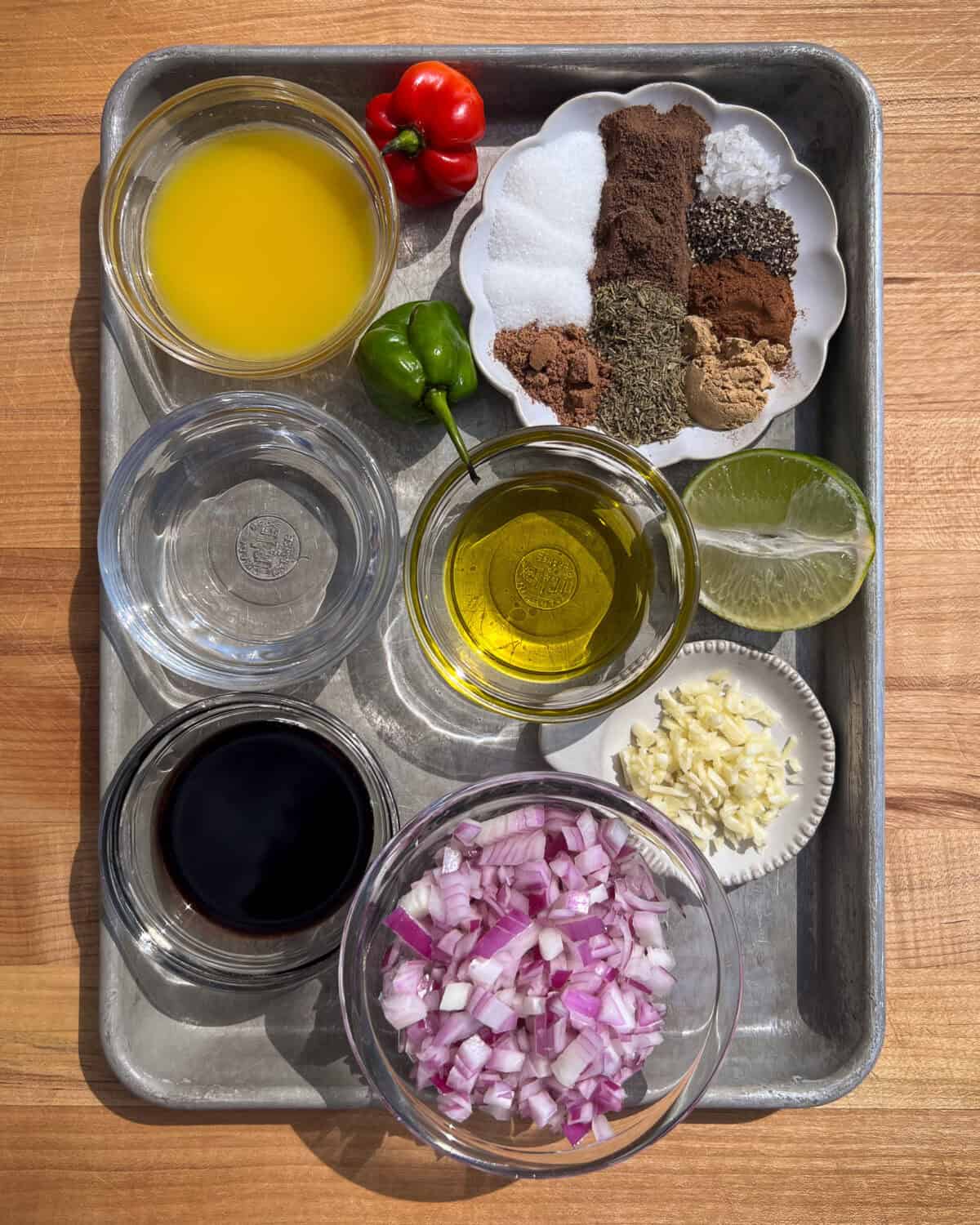 Jerk sauce ingredients.
