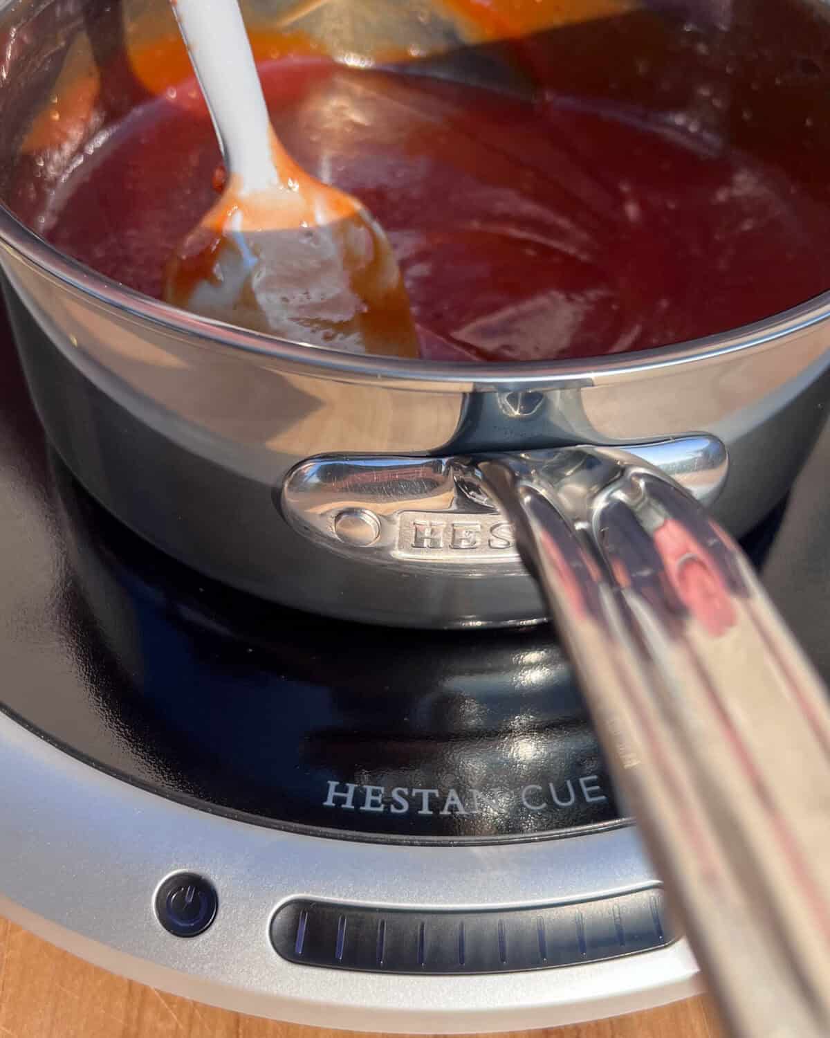 A pot of tequila lime BBQ sauce