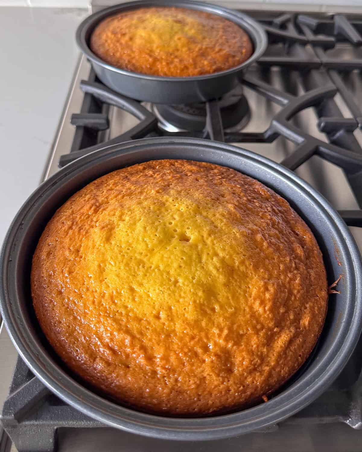 Bake the cakes for about 35 minutes or until a toothpick comes out clean when inserted in the middle of each cake.