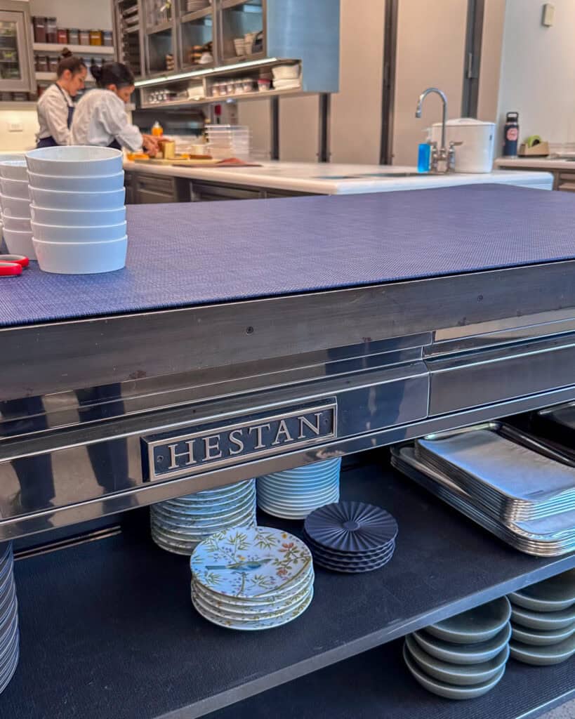 Close up of a Hestan table in The French Laundry.