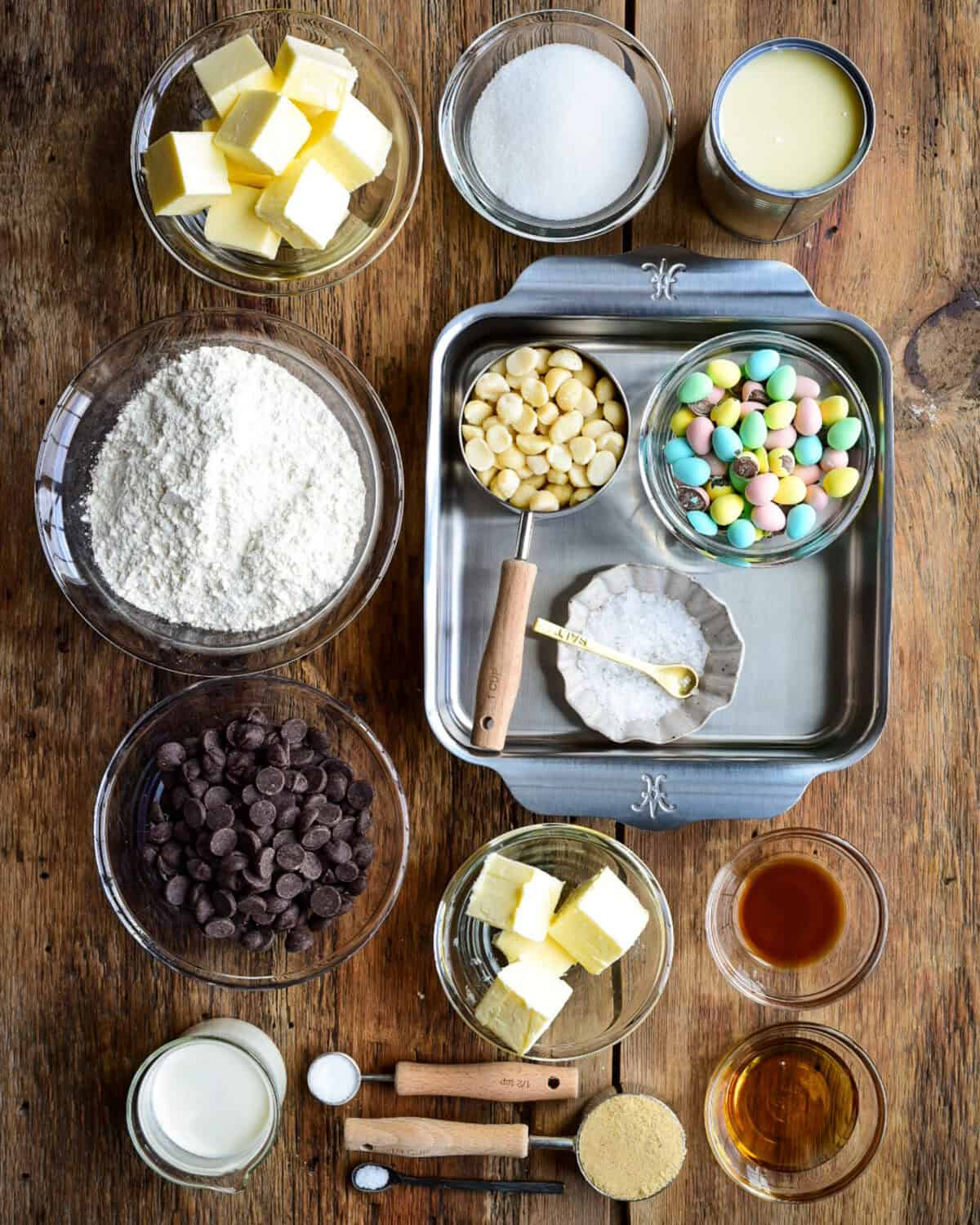 Millionaire shortbread ingredients.