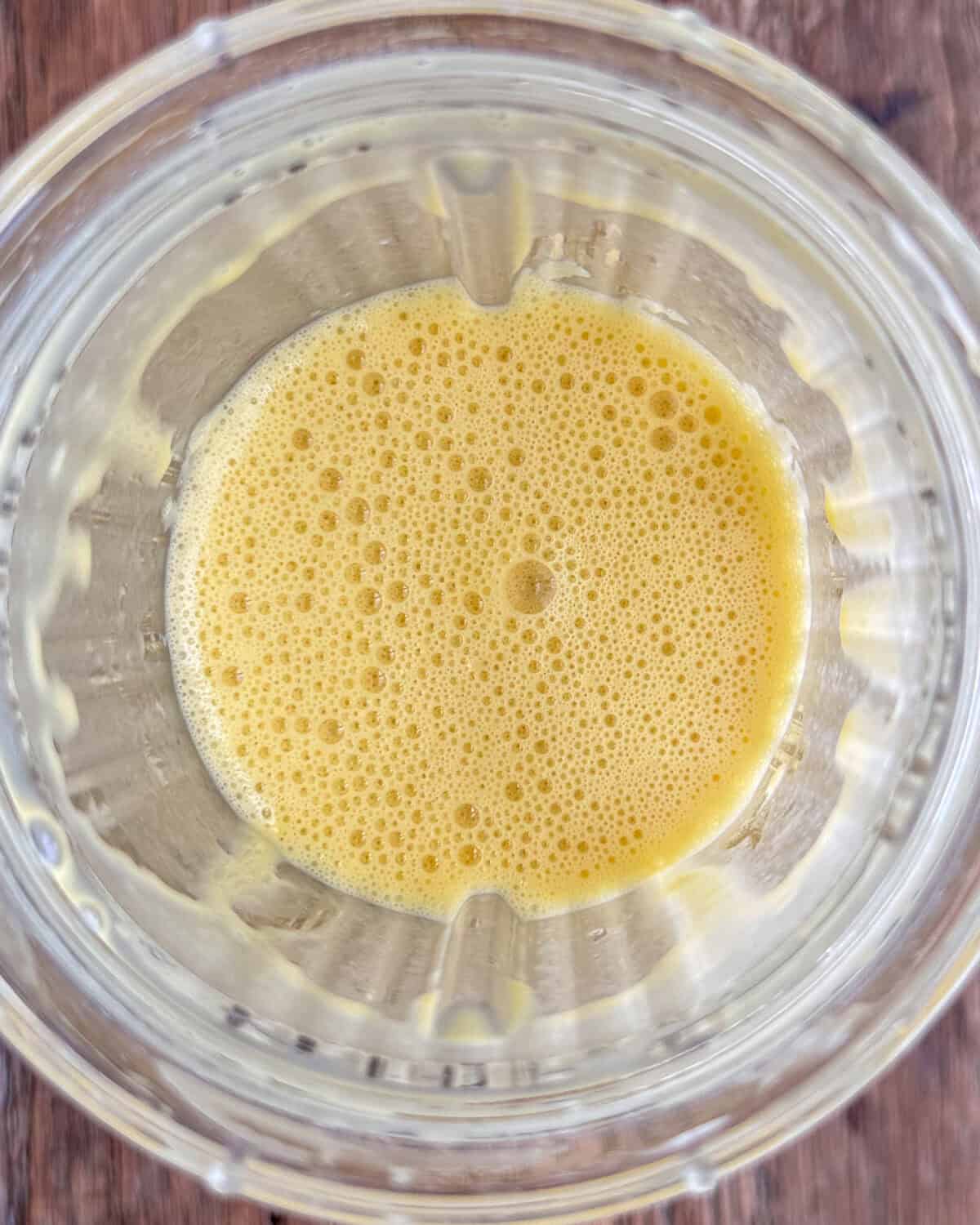 Dutch baby batter in a blender.