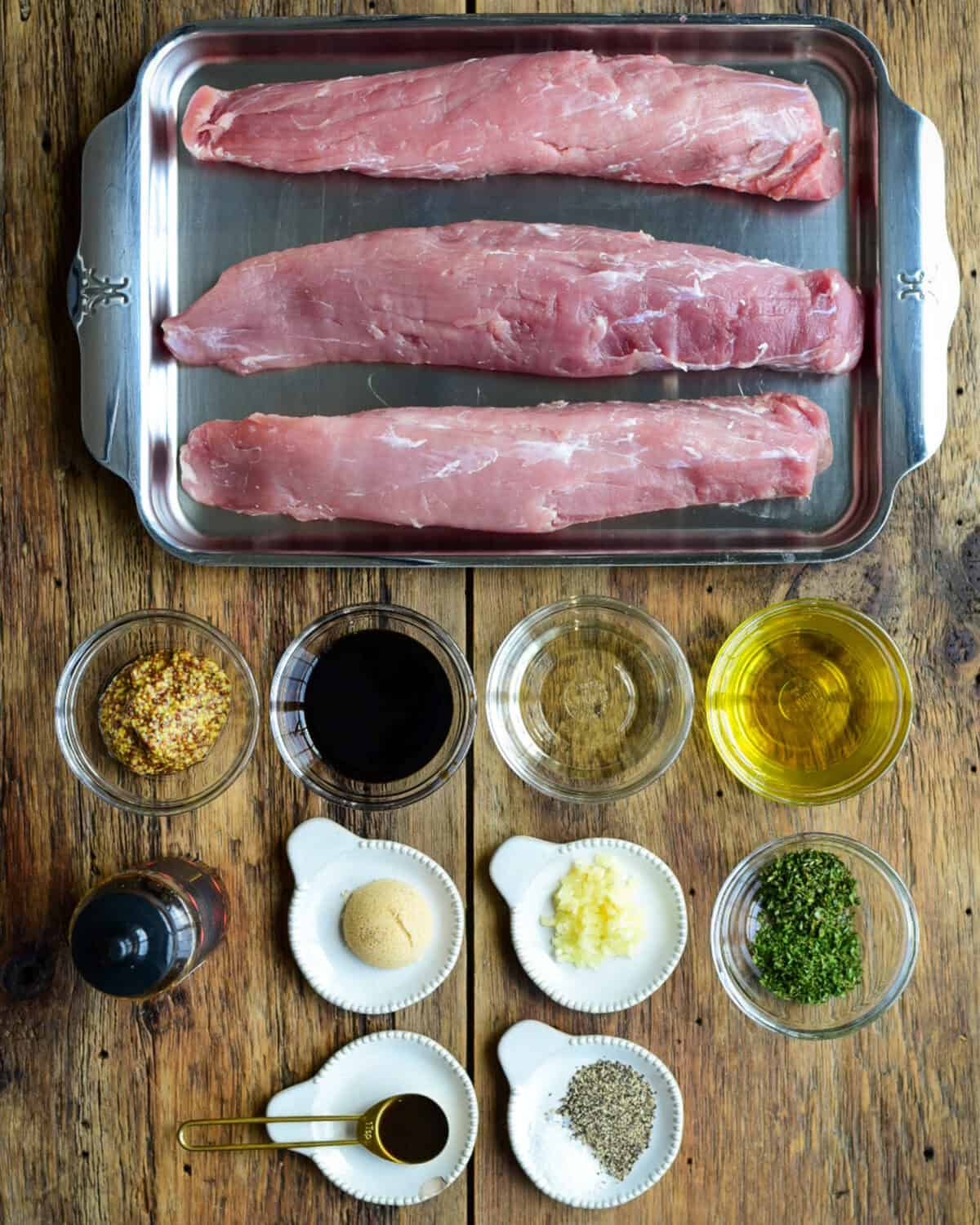 Ingredients for a honey mustard pork tenderloin recipe