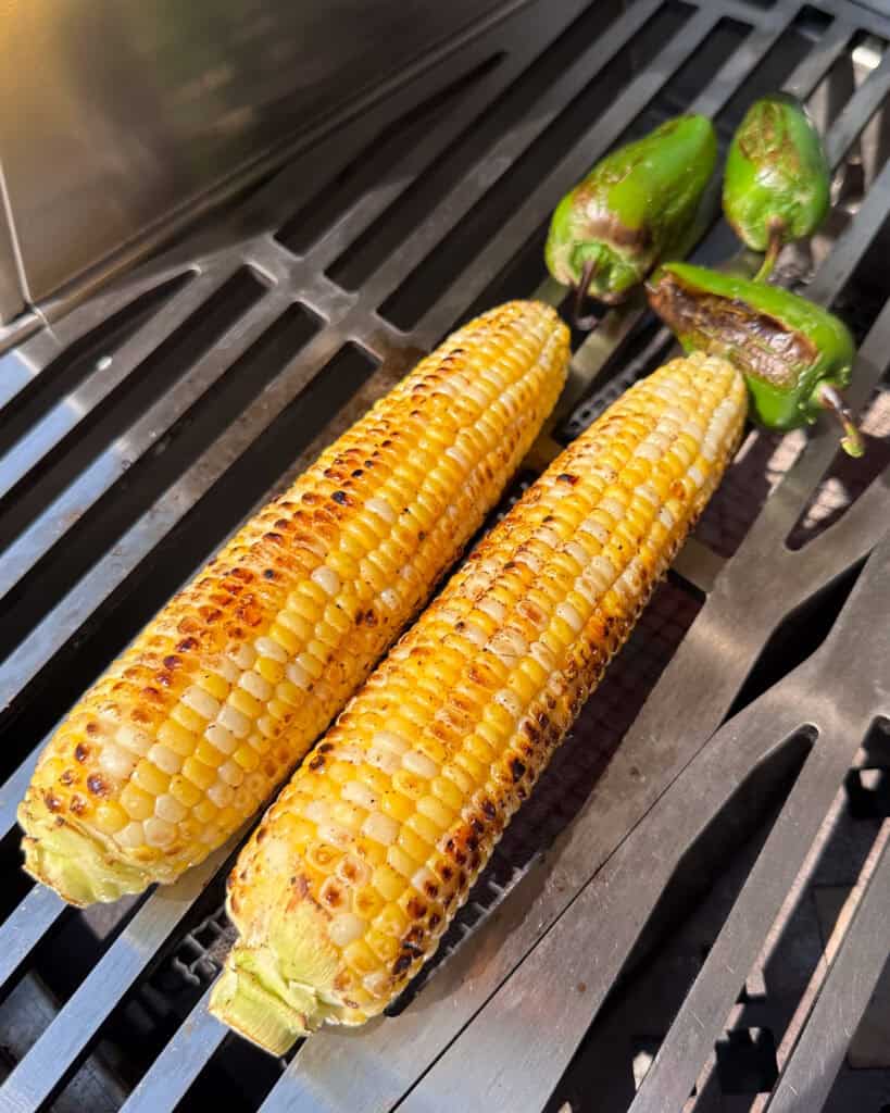 Corn and jalapenos on the grill.