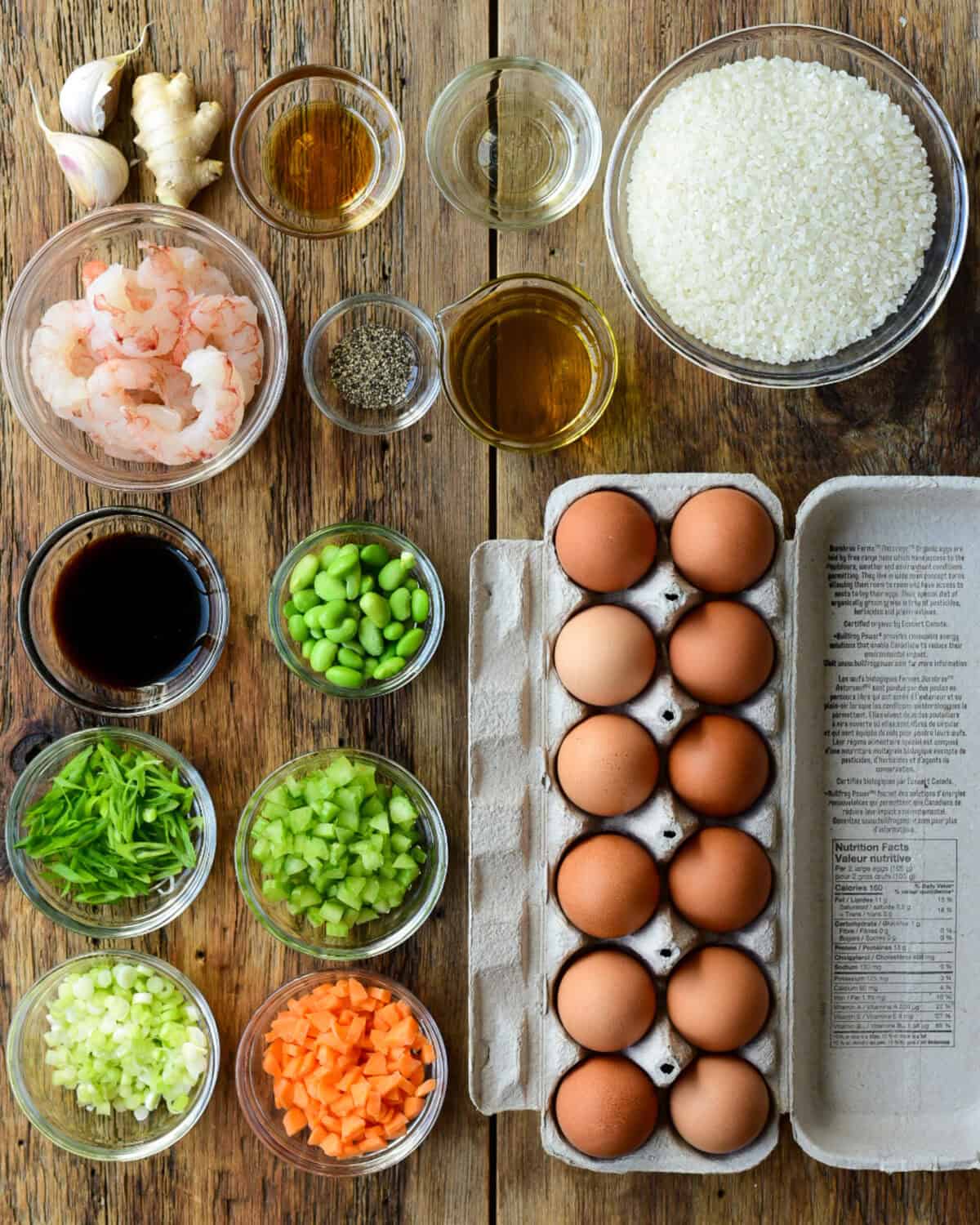 Ingredients you will need to make this chahan fried rice recipe.