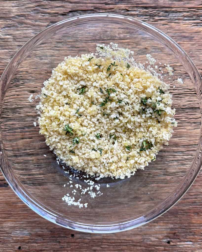 Mix the panko topping ingredients.