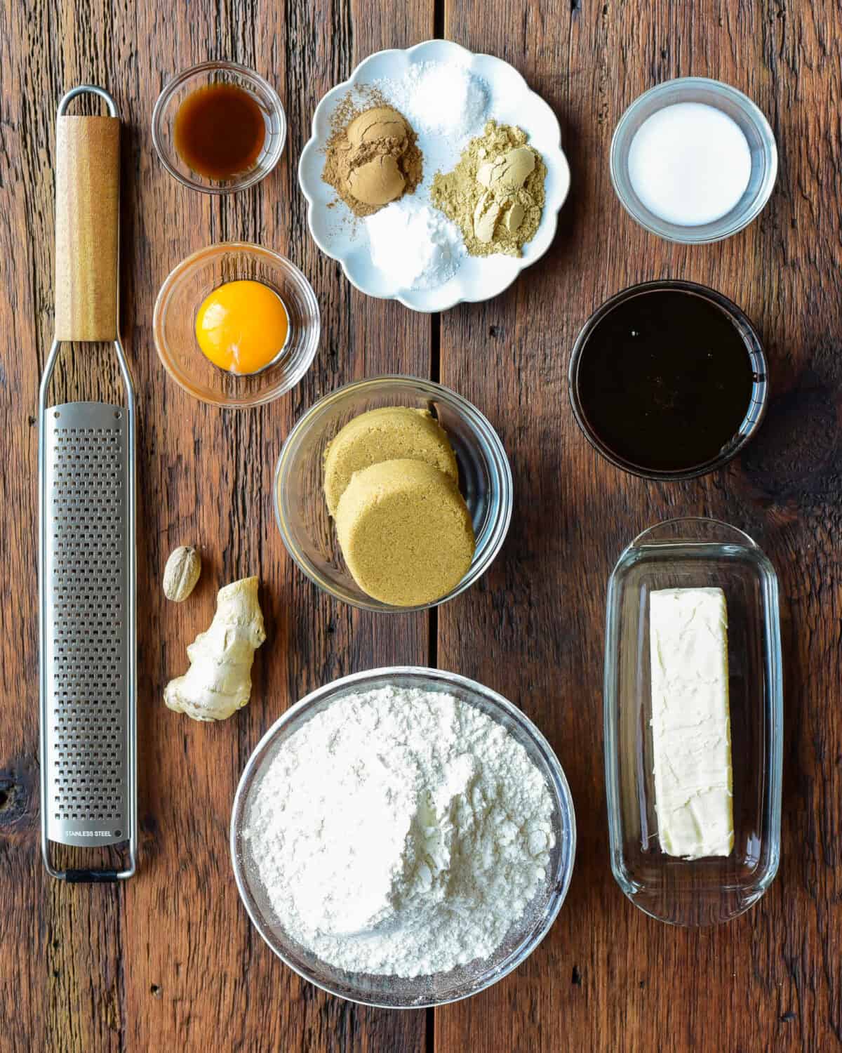 ingredients for a Gingerbread Cookies with Royal Icing recipe.