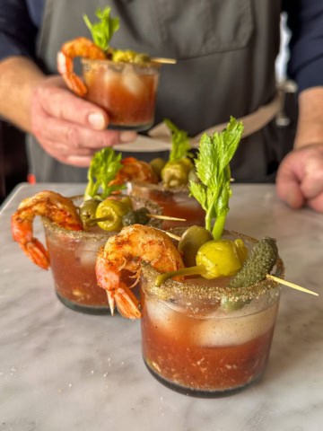 4 ounce bloody marys with shrimp.