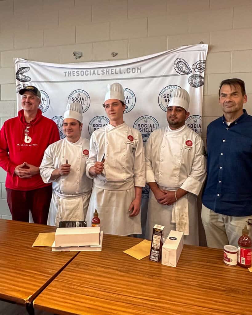 Culinary Institute of Canada - Jr Chef shucking competition winners.