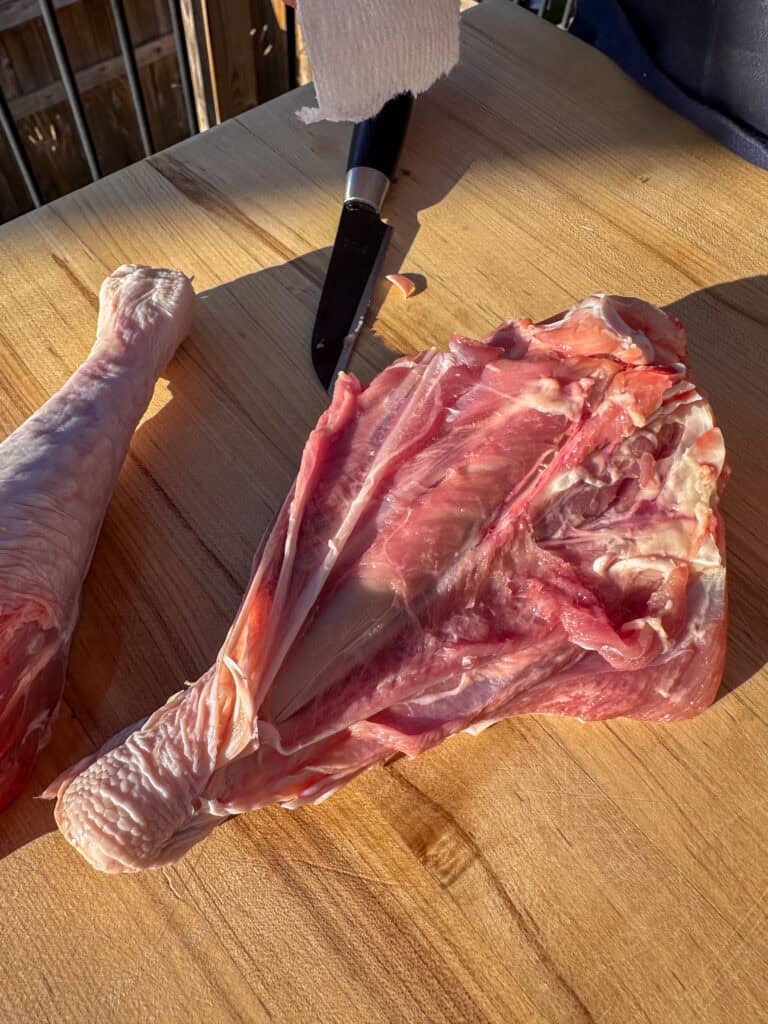 How to butterfly turkey legs - open it up like a book