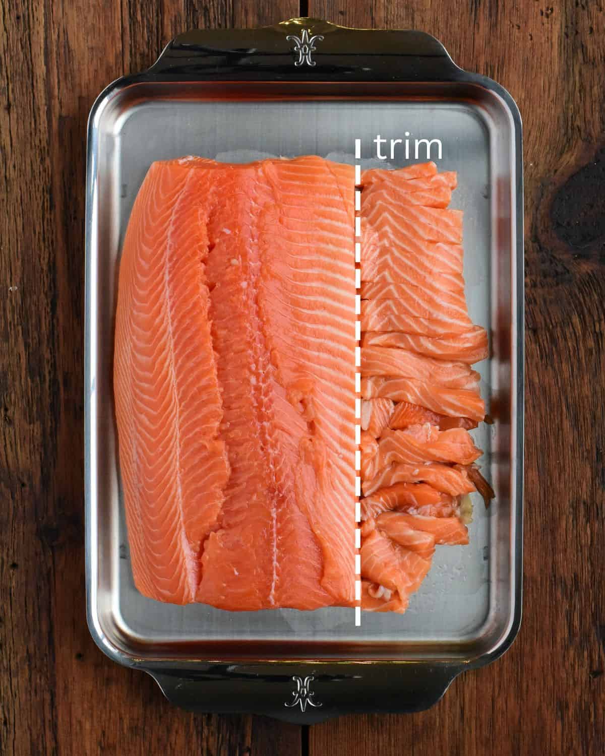 An image showing how to trim the thin belly piece off.