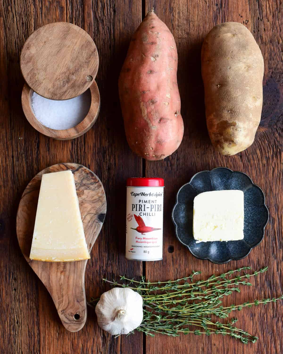 Ingedients for recipe for crispy potato stacks.
