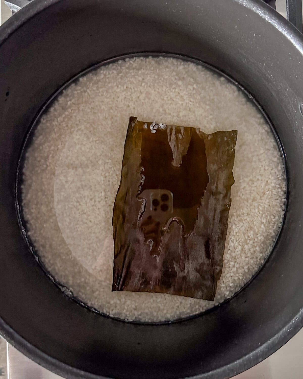 Cook the sushi rice according to package instructions, adding the piece of dried seaweed to the water for added flavour.