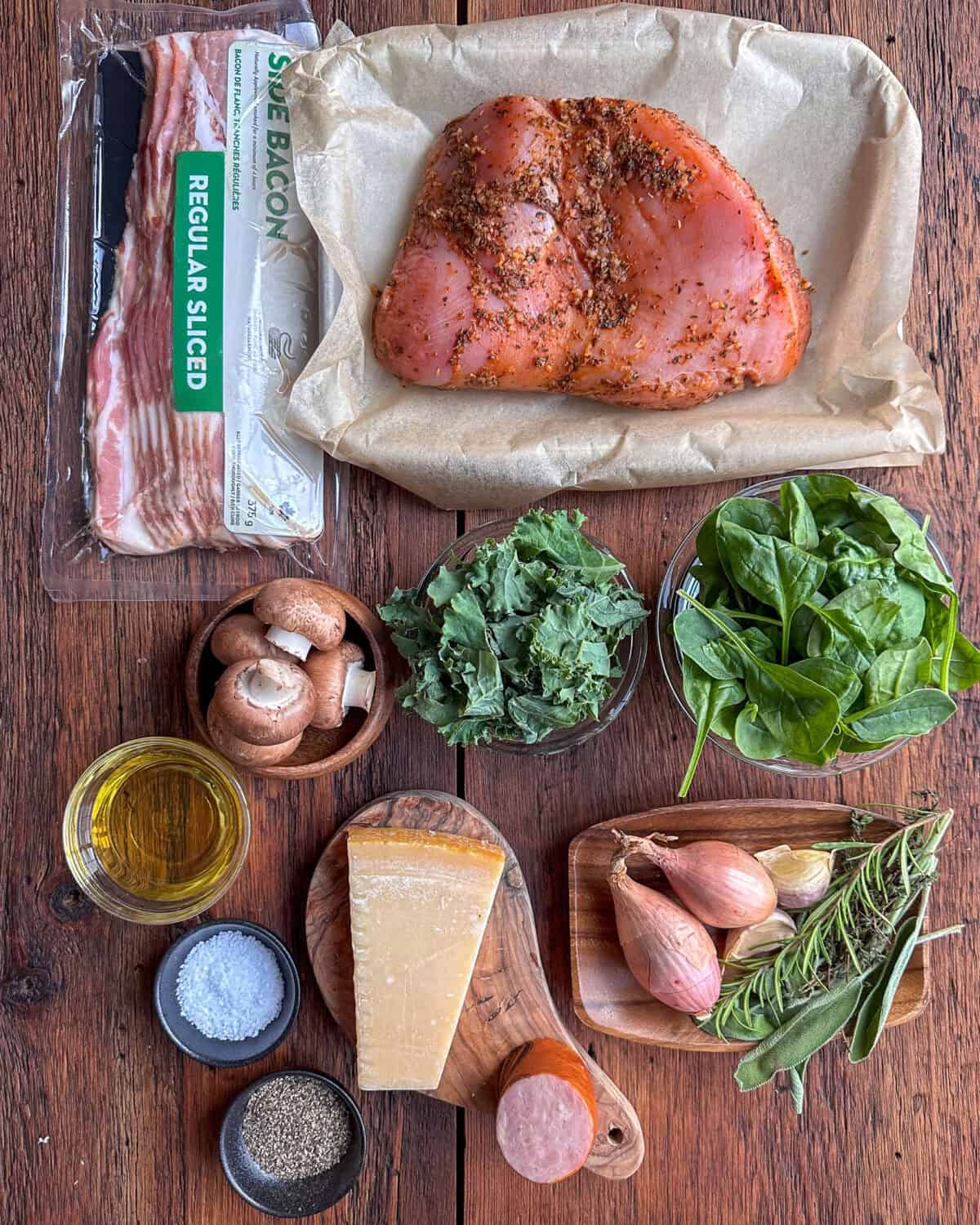Ingredients for a turkey roll.