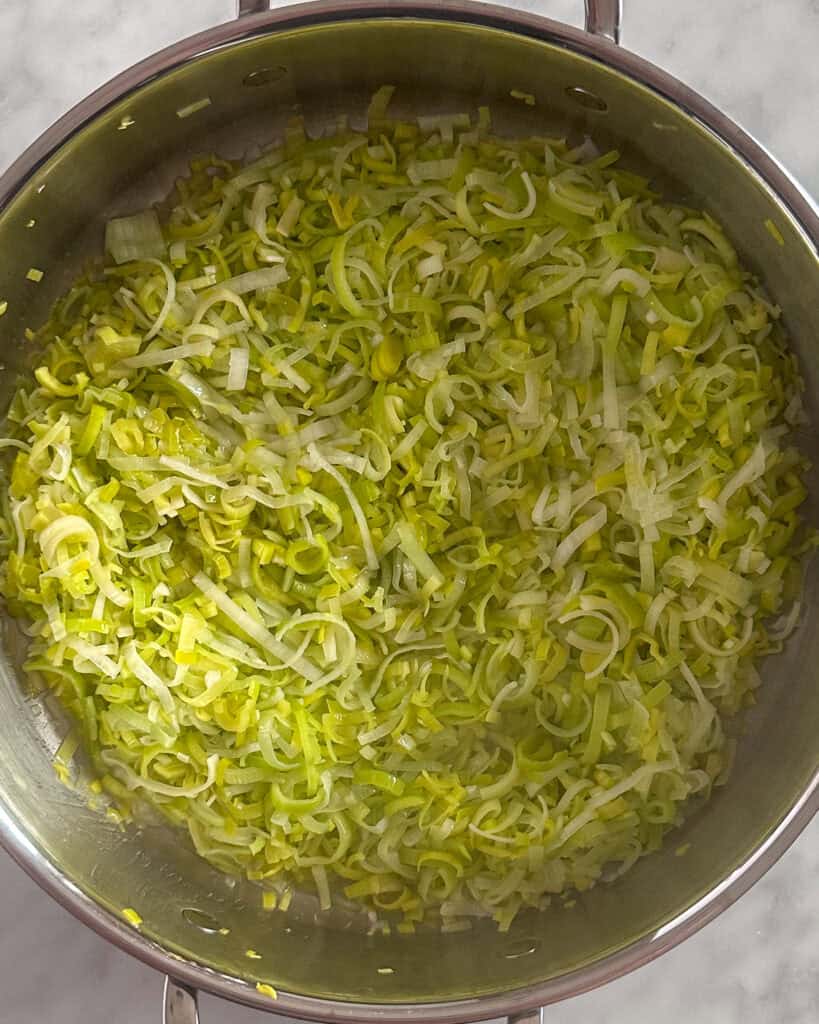 Cook the leeks until just softened.
