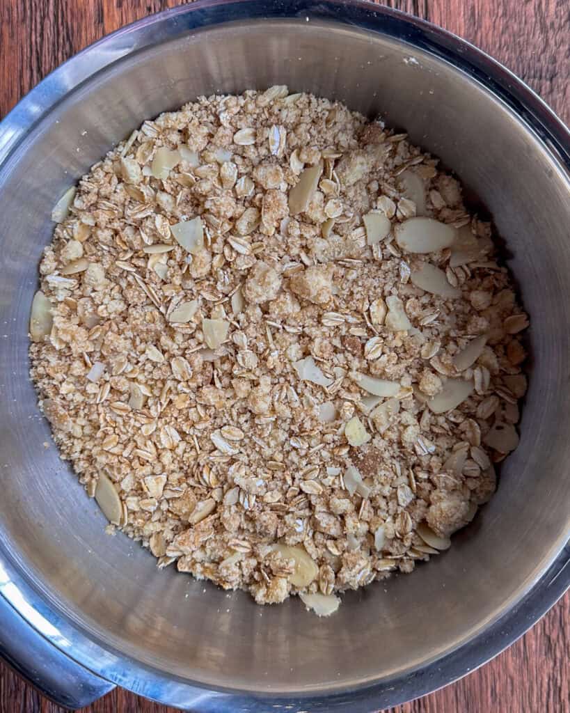Crumb topping for holiday fruit crisp.