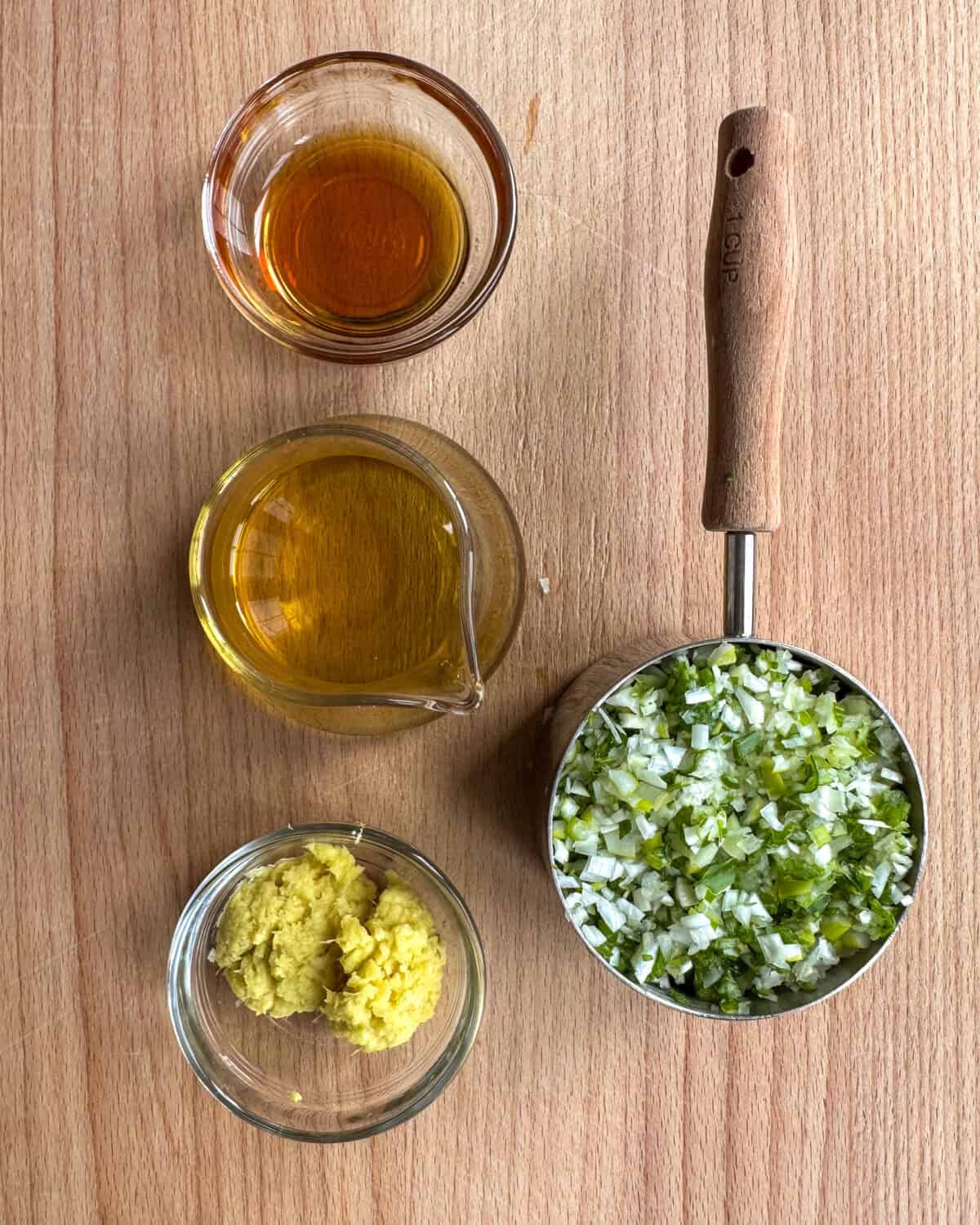 Ginger scallion sauce ingredients.