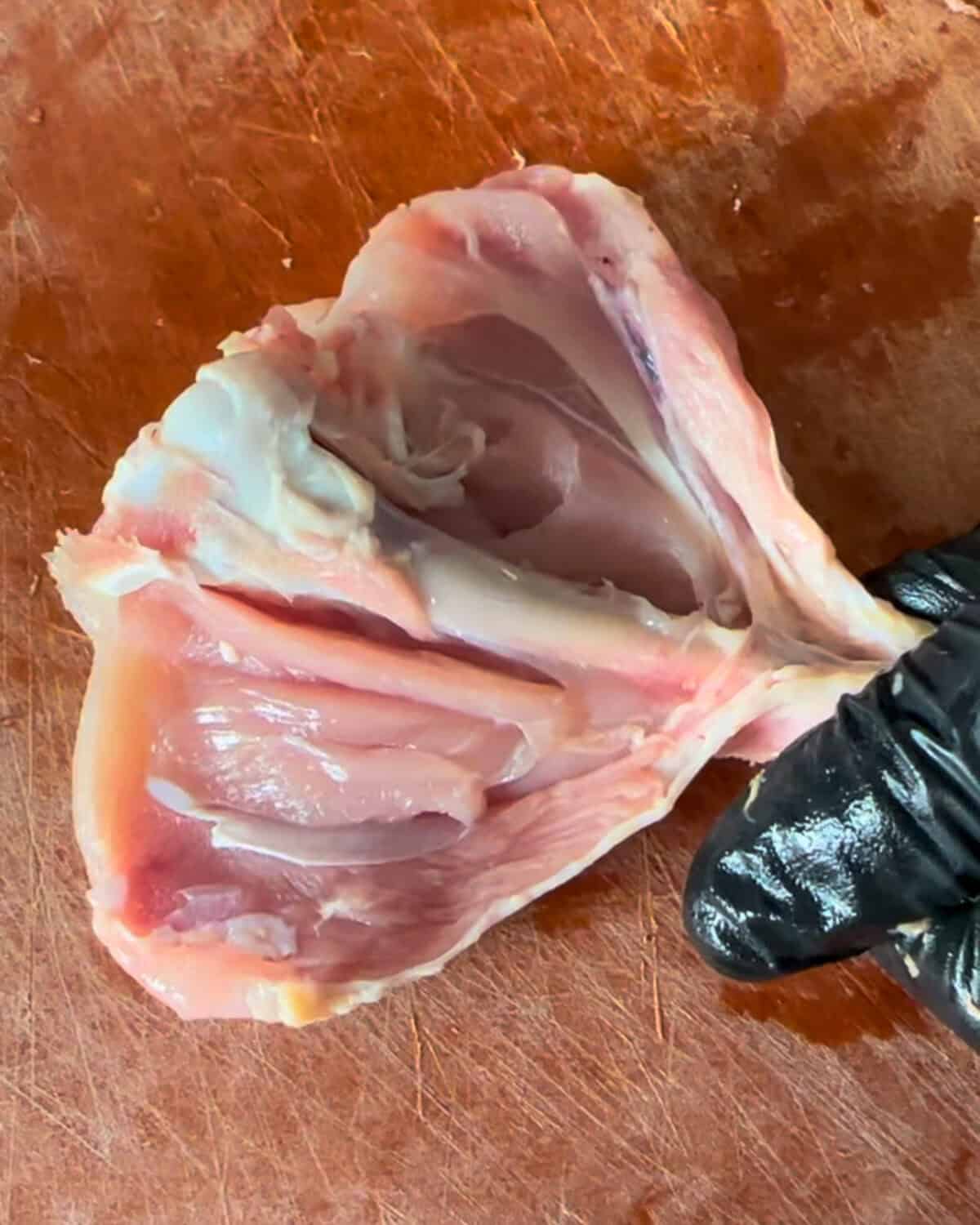 Open the drumstick like a book, then press gently to flatten it evenly.