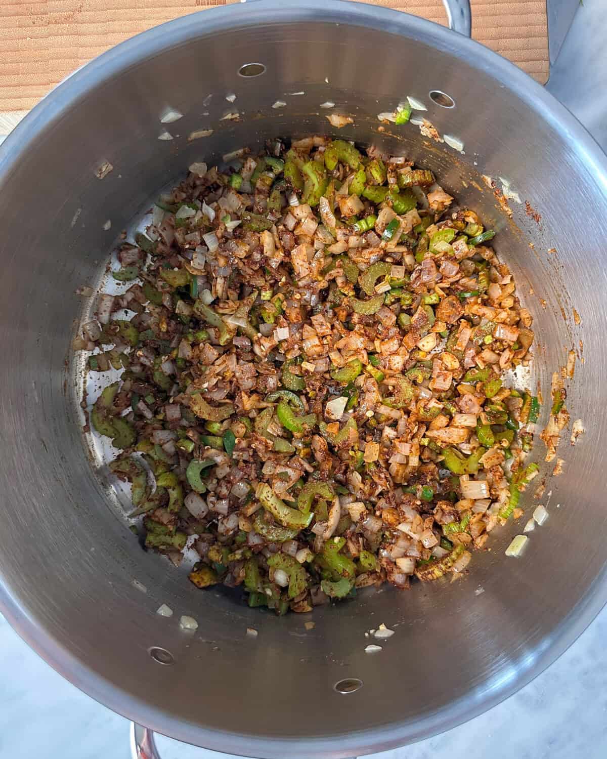 Stir in the low sodium chili seasoning and chili powder.