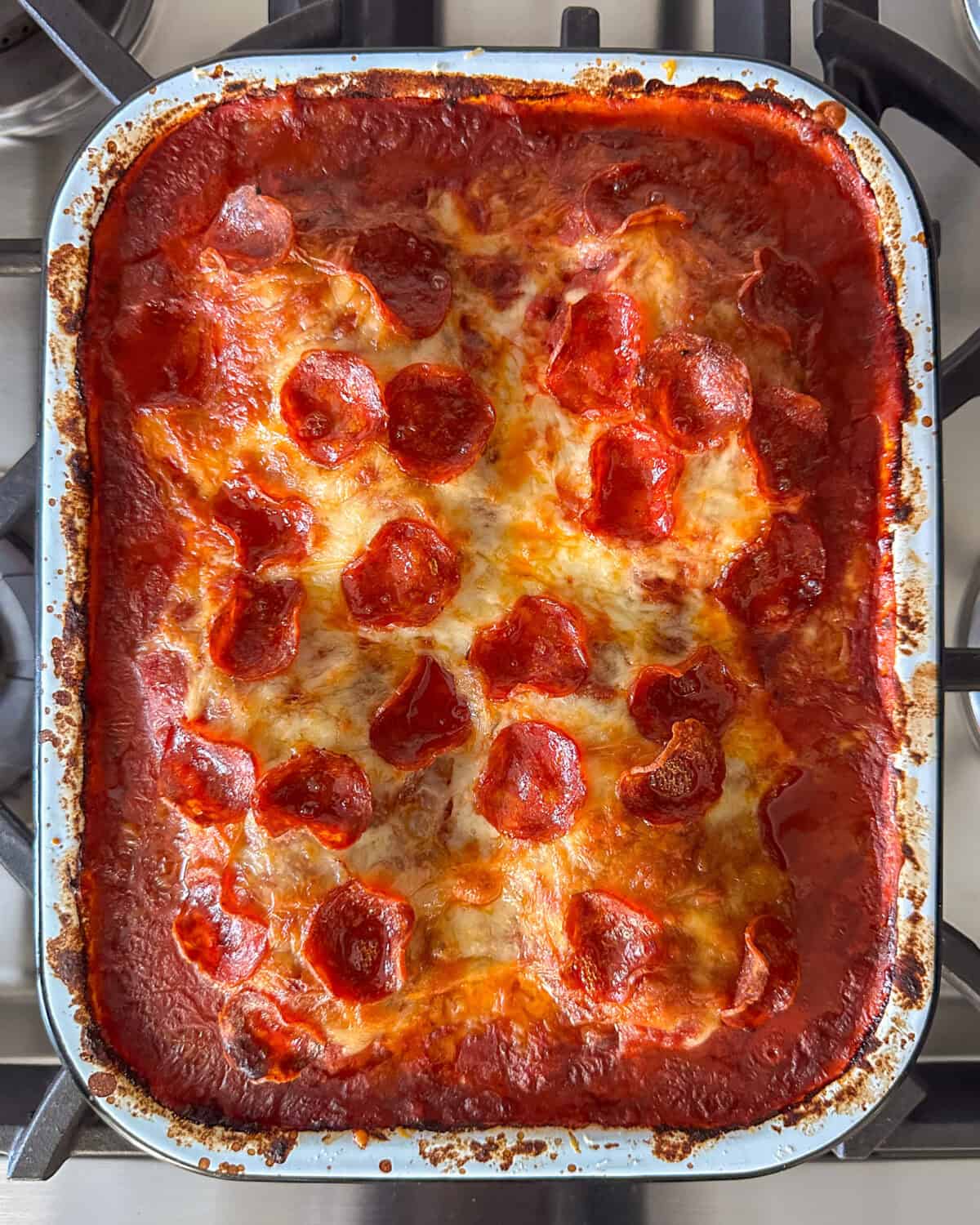 Bake the chicken pizzaiola with pepperoni uncovered.