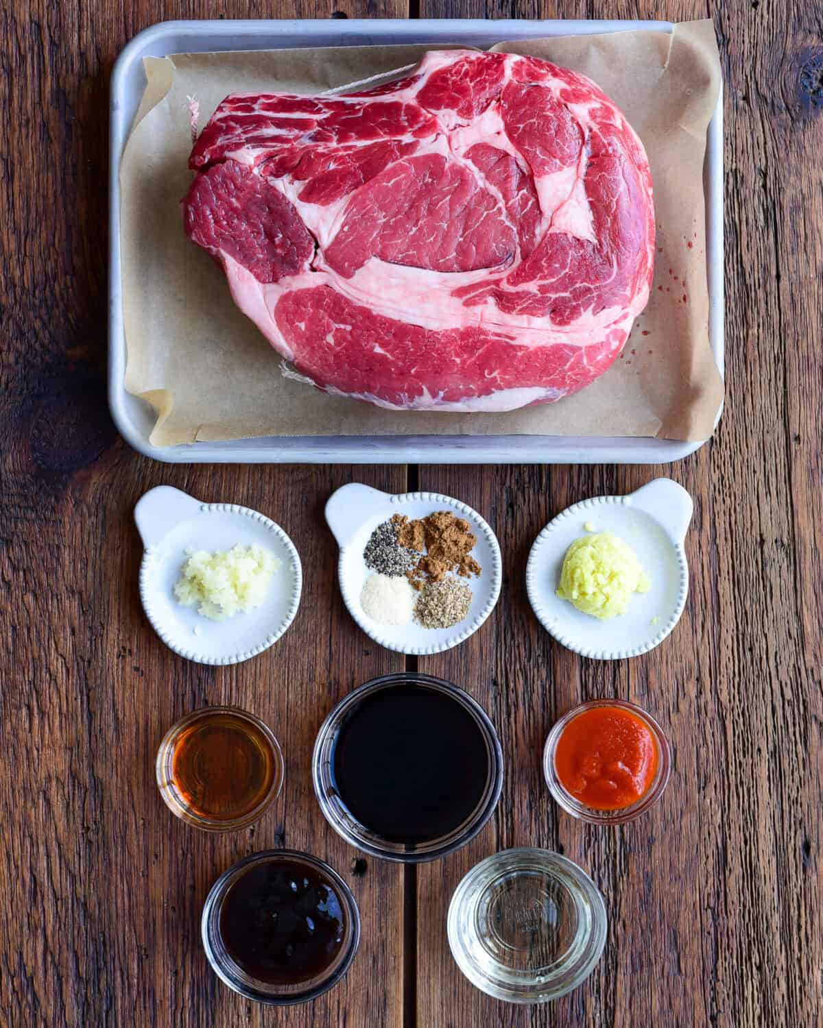 Ingredients for an Asian-Glazed Prime Rib Roast recipe.