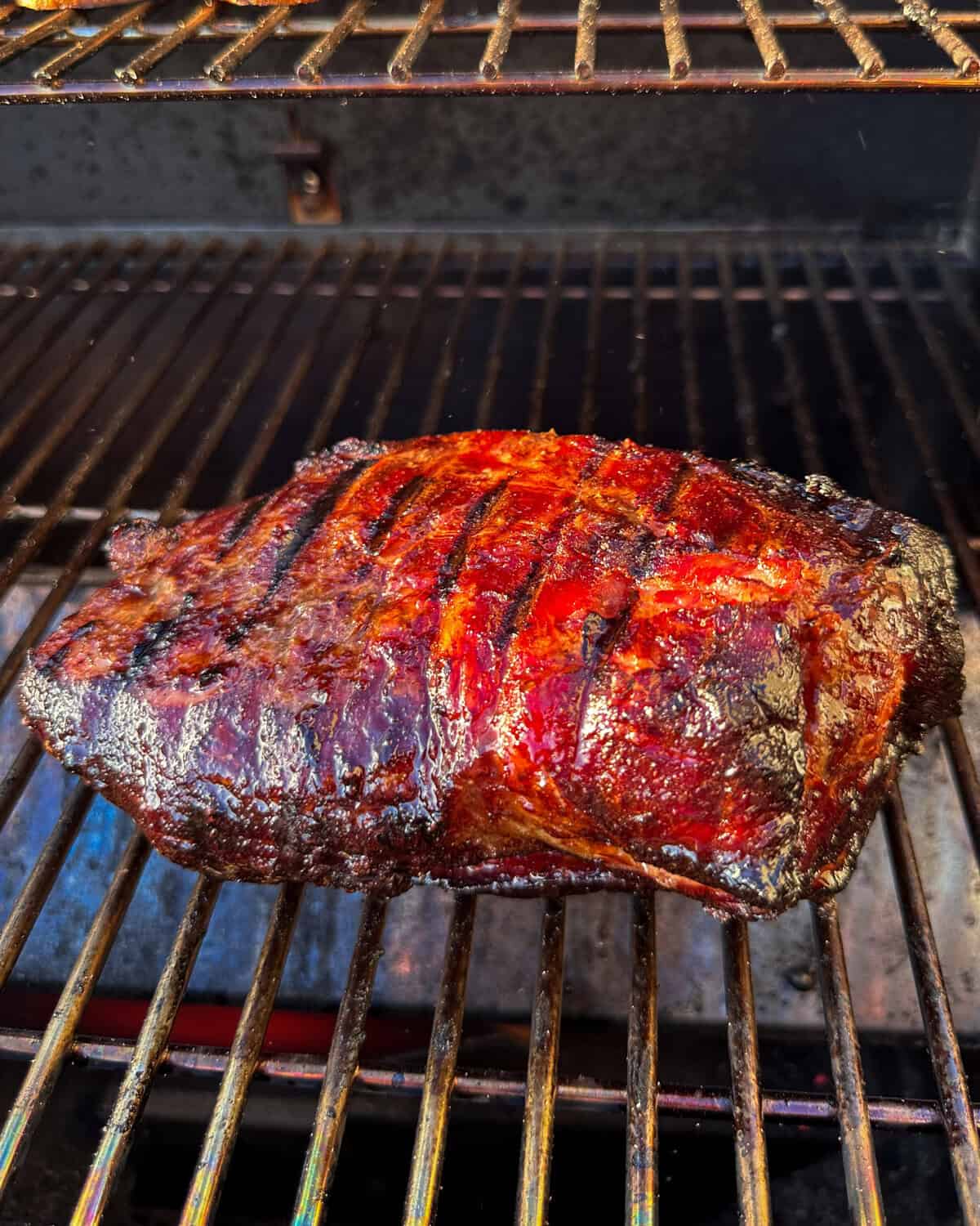 Sear the smoked pork on all sides until a caramelized char develops.