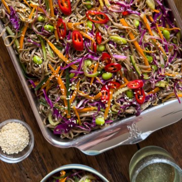 Cold Soba Noodle Salad with Sesame Ginger Dressing