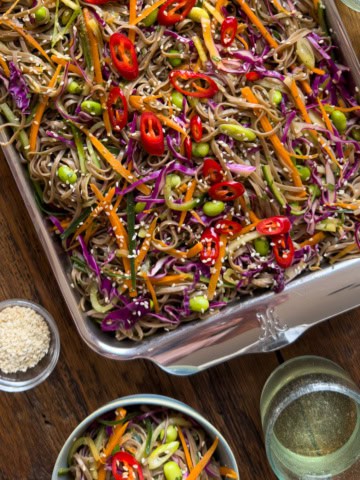 Cold Soba Noodle Salad with Sesame Ginger Dressing