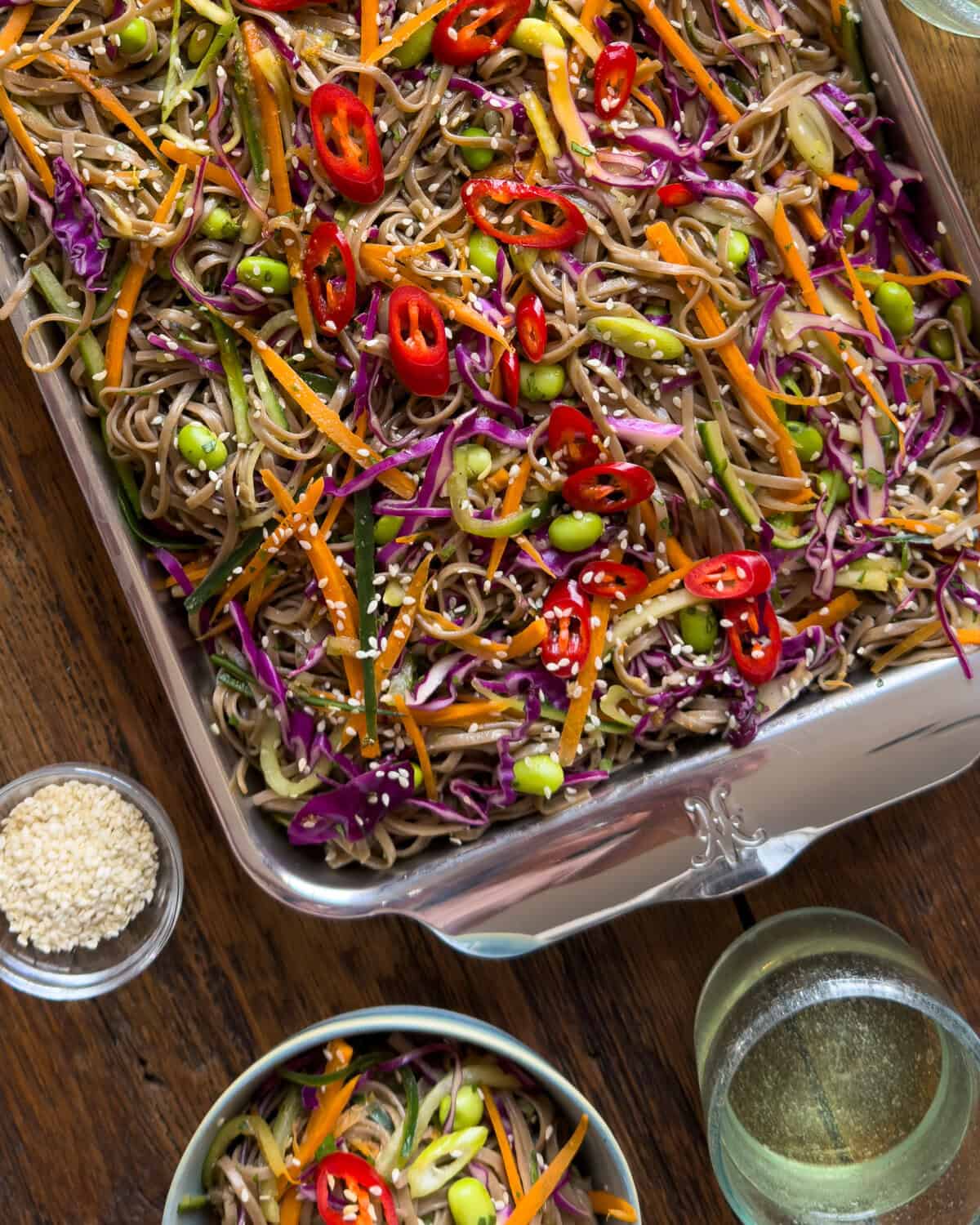 Cold Soba Noodle Salad with Sesame Ginger Dressing