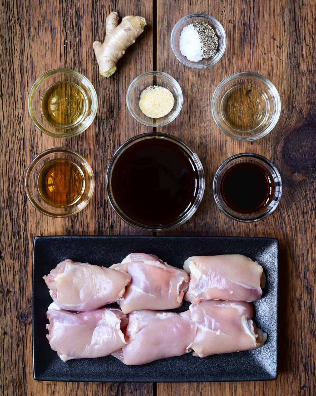 Ingredients for a teriyaki chicken sliders recipe.