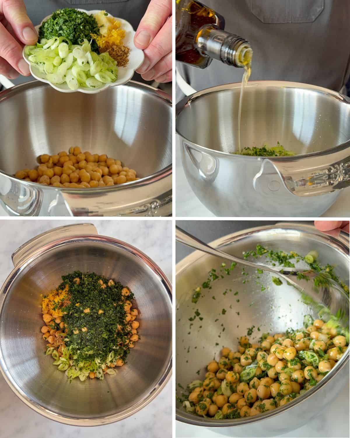 Mix the chickpea parsley salad ingredients in a medium bowl.