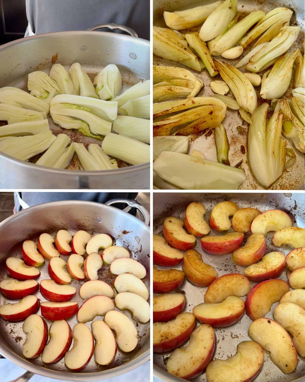 Cook the fennel and apples.