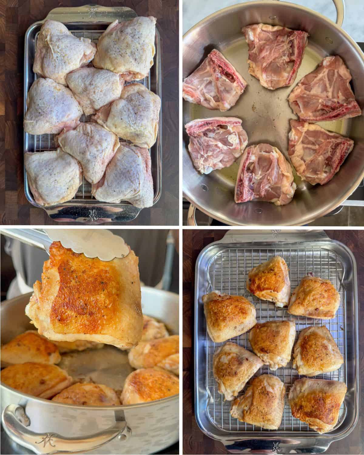 How to sear chicken thighs.