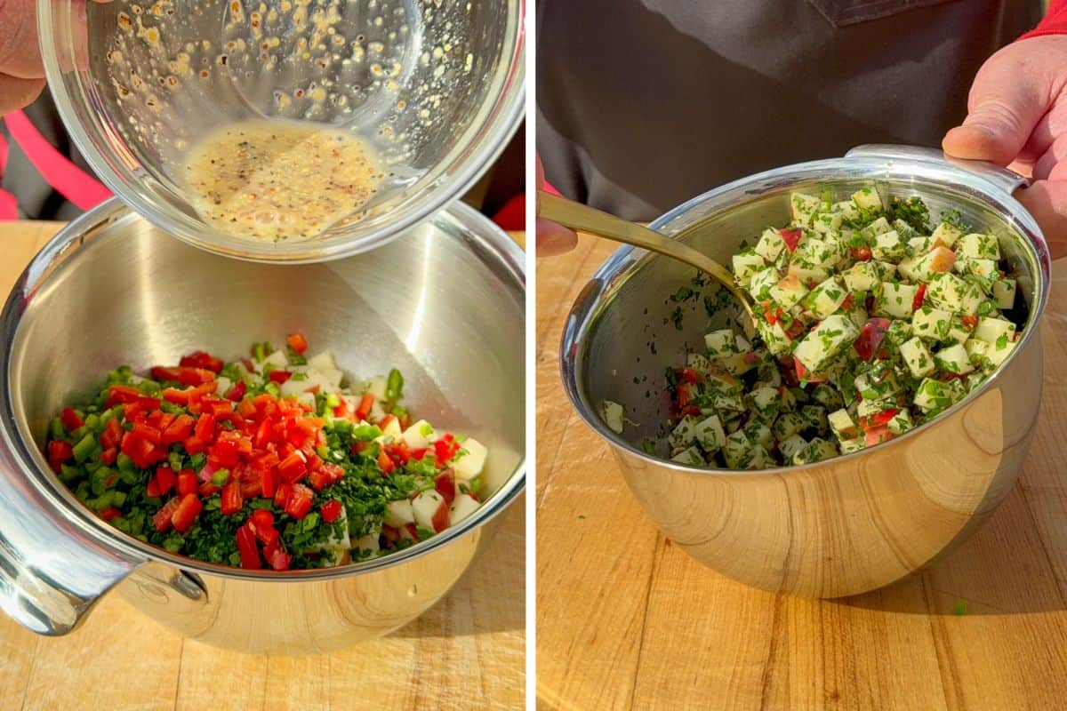 Make the apple gremolata for topping the cider braised cabbage with ham.